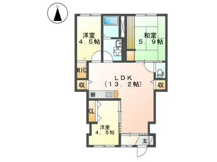 コンフォート小池原(3LDK/1階)の間取り写真