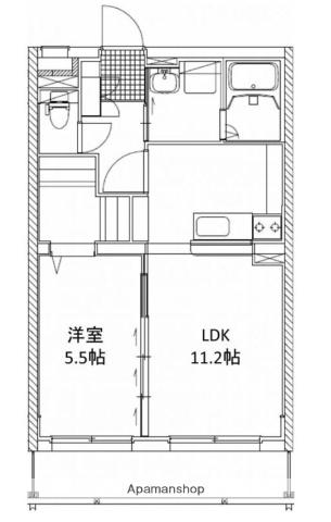 クオーレ津守(1LDK/1階)の間取り写真
