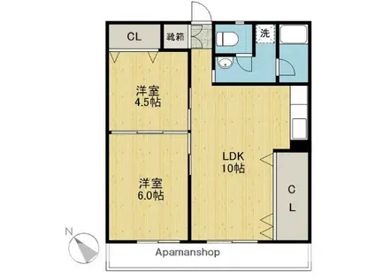 BLUE SKY ONE 新町8番館(2LDK/6階)の間取り写真