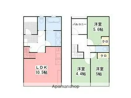 大分県大分市 2階建 築10年(3LDK)の間取り写真