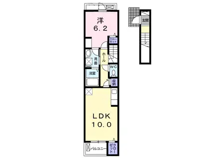 グラービアM Ⅴ(1LDK/2階)の間取り写真