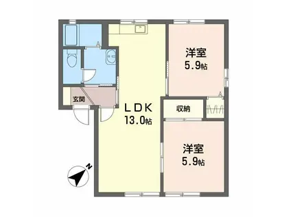 シャーメゾン野口(2LDK/1階)の間取り写真