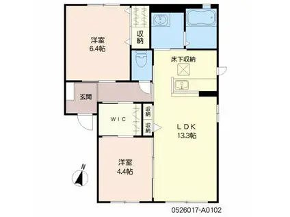 パークサイド A棟(2LDK/1階)の間取り写真