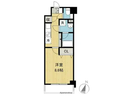 BLISS長浜(1K/2階)の間取り写真