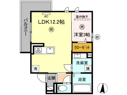 PREMILIFE寿町(1LDK/3階)の間取り写真