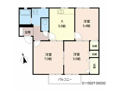 パークサイド久野 4(3DK/2階)の間取り写真