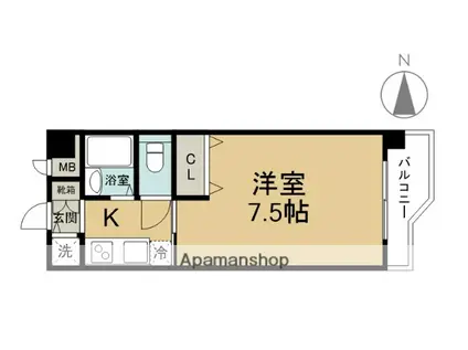 スターブル古国府(1K/4階)の間取り写真