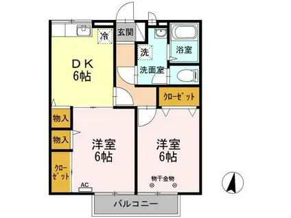 プチメゾン(2DK/2階)の間取り写真