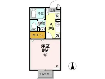 コーポラス羽屋A(1K/2階)の間取り写真