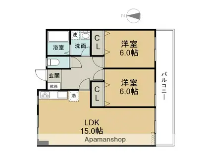 グレイス河村(2LDK/4階)の間取り写真