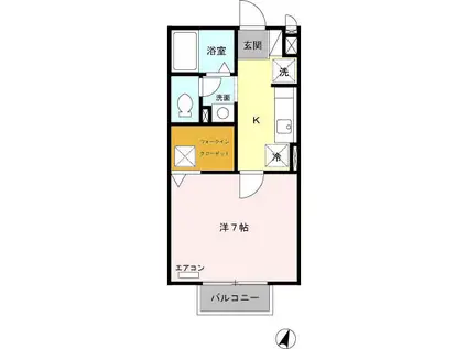 アムール南(1K/1階)の間取り写真