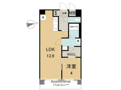 グランアレズ萩原(1LDK/2階)の間取り写真