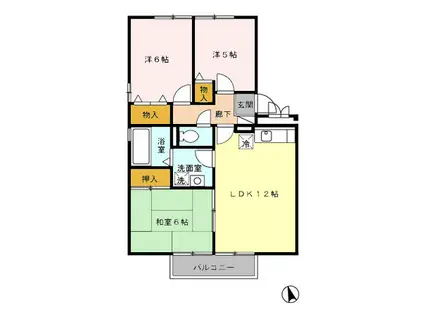 エスポワールシオン21(3LDK/2階)の間取り写真