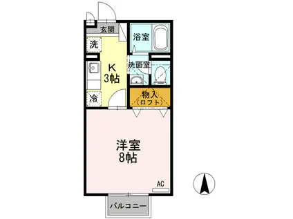 サンハイム森町A棟(1K/2階)の間取り写真