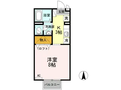 セジュール素川II(1K/2階)の間取り写真