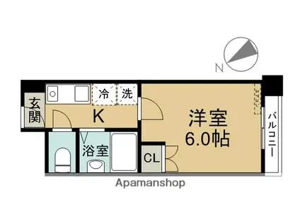 ラ・ガール大分(1K/8階)の間取り写真