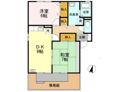 ロベリア弐番館(2DK/1階)の間取り写真