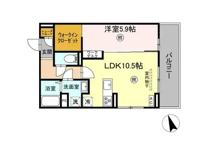 PREMILIFE須賀II(1LDK/3階)の間取り写真