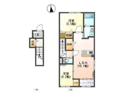 レコルト(2LDK/2階)の間取り写真