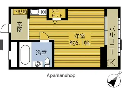 プロスペリタ金池(ワンルーム/4階)の間取り写真