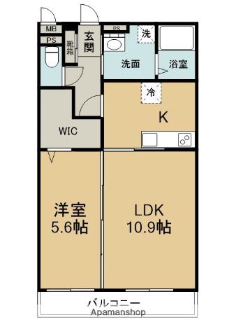 フルール小池原(1LDK/1階)の間取り写真