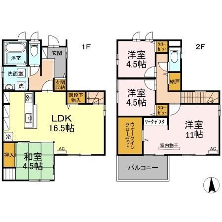 日豊本線 鶴崎駅 徒歩44分 2階建 築8年(4LDK)の間取り写真