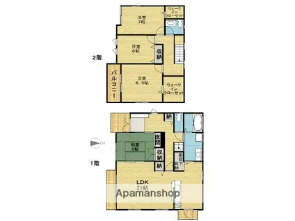 大分県大分市 2階建 築19年(4LDK)の間取り写真