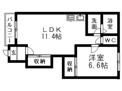 スターテラス 小池原(1LDK/1階)の間取り写真