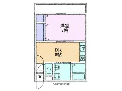 コファネット(1DK/1階)の間取り写真