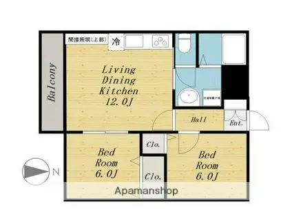 サザンヴィラ(2LDK/2階)の間取り写真