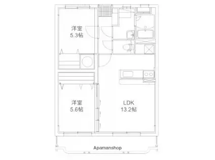 オレンジハウス(2LDK/2階)の間取り写真