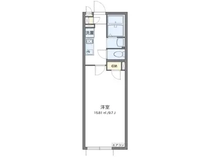 クレイノフローラ 六坊Ⅱ(1K/2階)の間取り写真