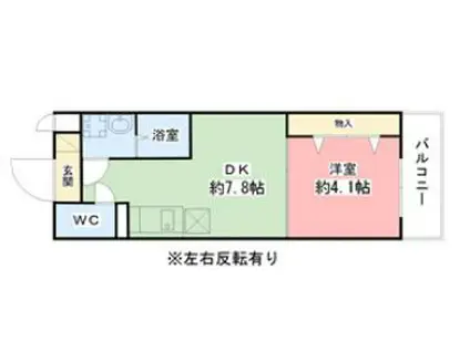 ハピネスⅢ(1DK/1階)の間取り写真