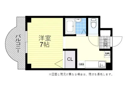 ボン長田(1K/3階)の間取り写真