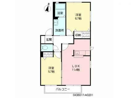 セピアコート1(2LDK/2階)の間取り写真