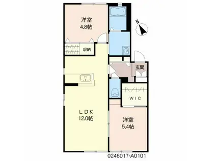 スカイパーク横尾 A棟(2LDK/1階)の間取り写真
