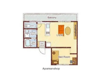 リルームス明磧Ⅱ(1LDK/5階)の間取り写真