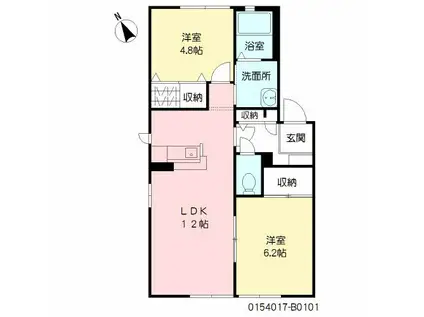 アイレフB(2LDK/1階)の間取り写真