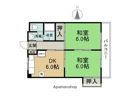 金池マンションB(2DK/4階)の間取り写真