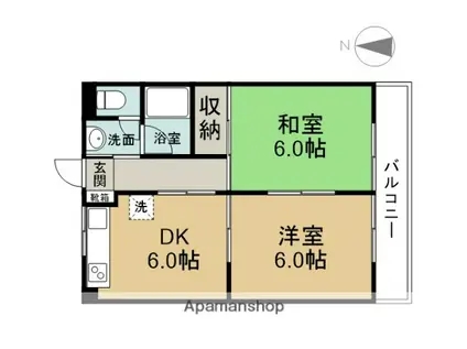 金池マンションA(2DK/2階)の間取り写真