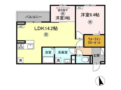 PREMILIFE大州浜(2LDK/3階)の間取り写真