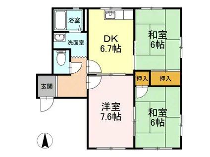 ボヌール羽屋A(3DK/1階)の間取り写真