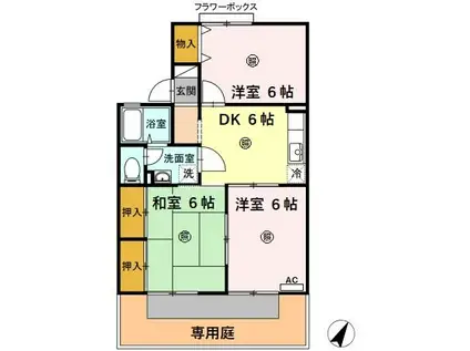 クレール皆春B(3DK/1階)の間取り写真