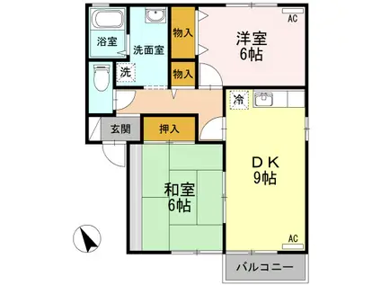 パークハイム(2DK/2階)の間取り写真