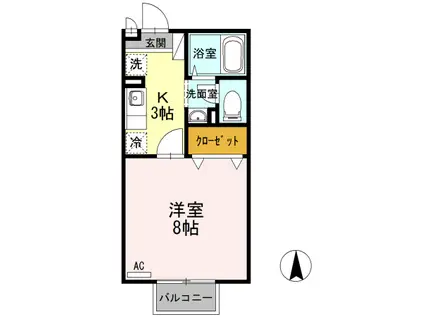 コーポラス羽屋A(1K/1階)の間取り写真