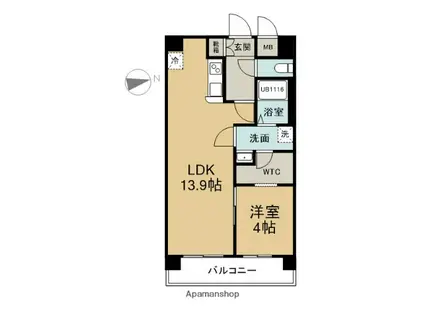 グランアレズ萩原(1LDK/2階)の間取り写真