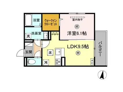 PREMILIFE日岡(1LDK/1階)の間取り写真