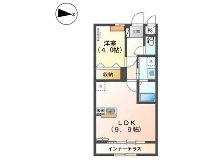 ビリーブハナゾノ(1LDK/1階)の間取り写真