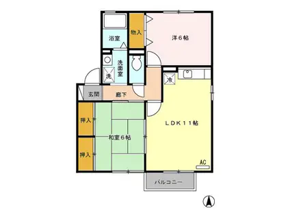 アビテ明日花B(2LDK/2階)の間取り写真