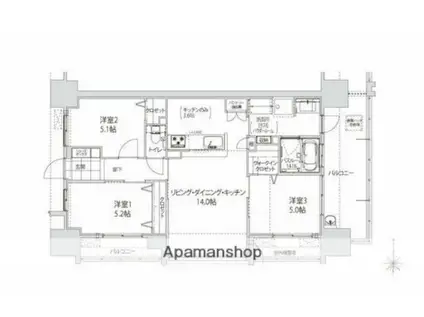 アルファステイツ大手町(3LDK/12階)の間取り写真